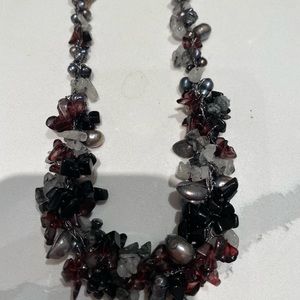 Pretty black and grey stone necklace